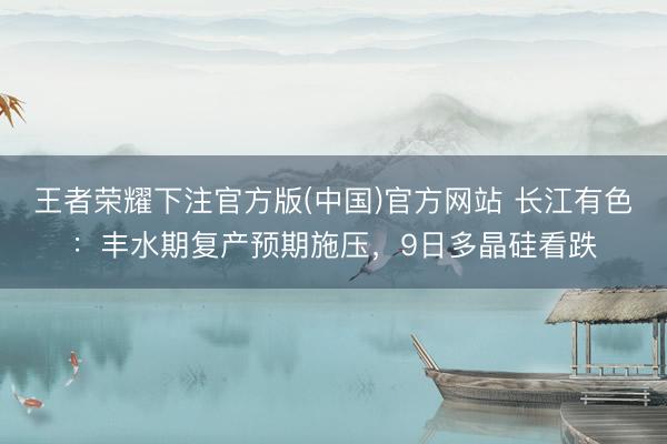 王者荣耀下注官方版(中国)官方网站 长江有色:丰水期复产预期施压,9日多晶硅看跌