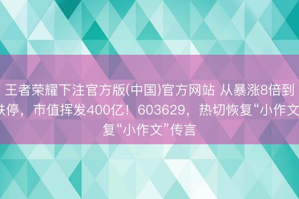 王者荣耀下注官方版(中国)官方网站 从暴涨8倍到畅通跌停，市值挥发400亿！603629，热切恢复“小作文”传言