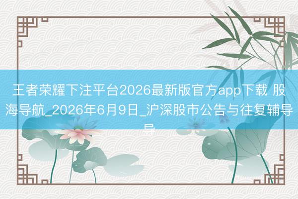 王者荣耀下注平台2026最新版官方app下载 股海导航_2026年6月9日_沪深股市公告与往复辅导