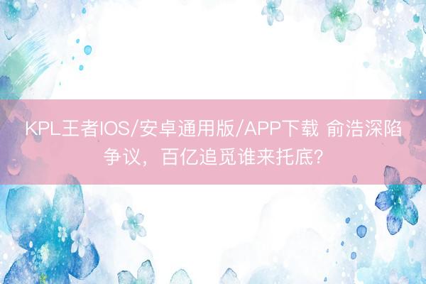 KPL王者IOS/安卓通用版/APP下载 俞浩深陷争议,百亿追觅谁来托底?