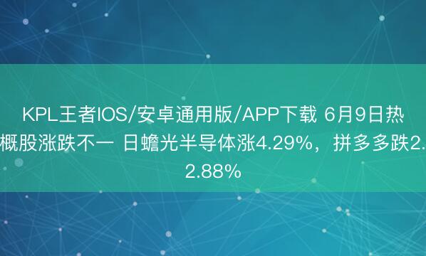 KPL王者IOS/安卓通用版/APP下载 6月9日热点中概股涨跌不一 日蟾光半导体涨4.29%，拼多多跌2.88%