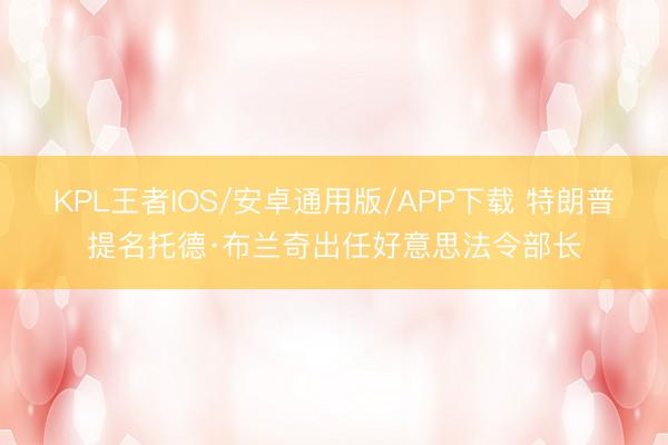 KPL王者IOS/安卓通用版/APP下载 特朗普提名托德·布兰奇出任好意思法令部长