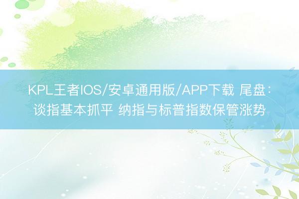 KPL王者IOS/安卓通用版/APP下载 尾盘：谈指基本抓平 纳指与标普指数保管涨势