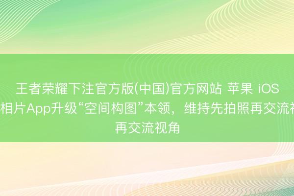 王者荣耀下注官方版(中国)官方网站 苹果 iOS 27相片App升级“空间构图”本领，维持先拍照再交流视角