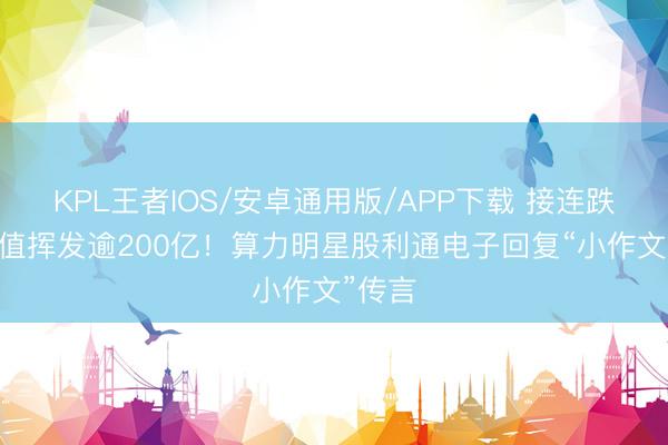 KPL王者IOS/安卓通用版/APP下载 接连跌停 市值挥发逾200亿！算力明星股利通电子回复“小作文”传言