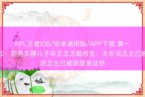 KPL王者IOS/安卓通用版/APP下载 黄一鸣陷亲子风云：前男友曝儿子非王念念聪所生，本东说念主已被限度高徒然