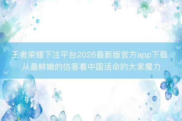 王者荣耀下注平台2026最新版官方app下载 从最鲜嫩的估客看中国活命的大家魔力