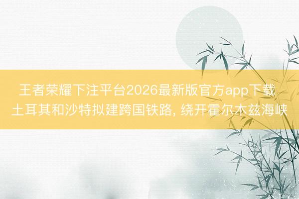 王者荣耀下注平台2026最新版官方app下载 土耳其和沙特拟建跨国铁路， 绕开霍尔木兹海峡